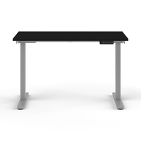Humanscale - Table assis-debout eFloat Go 2.0 - 24 po x 48 po - surface stratifiée noire/piètement argenté-Le cadre extensible convient aux surfaces de travail de 48 à 72 po de largeur et de 24 à 30 po de profondeur. Le réglage est simple et fluide