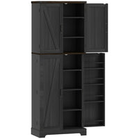 HOMCOM - Armoire de cuisine garde-manger 64 po avec étagères réglables - noir-Dix étagères et huit porte-épices maximisent l’espace de rangement 