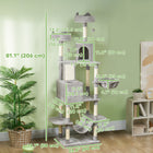 PawHut - Grand arbre à chat 81 po avec poteaux à griffer, condos, lits - gris clair-Kit anti-basculement pour garantir la sécurité et la durabilité 