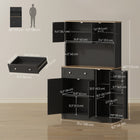 HOMCOM - Armoire de rangement 68 po avec station de charge - noir-Portes arquées, design à lattes et poignées vintage pour une touche de charme classique 