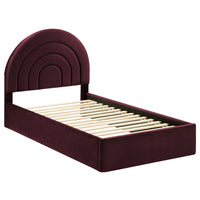 Modway - Solana Arqué Performance Velvet Lit à plateforme jumelle, Mûrier-Sellerie en velours Performance résistante aux taches