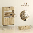 HOMCOM - Armoire à chaussures avec 2 tiroirs basculants et étagères réglables pour 8 paires - chêne-Structure en acier et panneau de particules avec finition mélaminée et conception anti-basculement pour plus de stabilité 