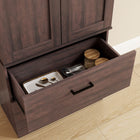HOMCOM - Armoire de cuisine haute 67 po avec étagères réglables - espresso-Couleur : Marron vieilli 