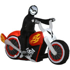 HOMCOM - Décorations gonflables éclairées d'extérieur de 6 pieds de long pour Halloween - Faucheuse - multicoloure-Flammes de tir de moto gonflable Grim Reaper de 6 pieds de long 