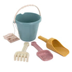 Miniland - Coffret de sable ECO junior - Couleurs pastel - Lot de 4-L'ensemble de sable ECO Junior aux couleurs pastel comprend un seau, une pelle, une pelle à poussière et un râteau