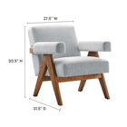 Modway - Lyra Tissu Fauteuil - Tissu gris clair - Ensemble de 2-Coussins non amovibles