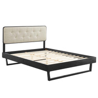 Modway - Bridgette Bois Plate-lit complet avec cadre angulaire, Noir beige-Cadre complet de plate-forme