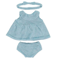 Miniland - Vêtements pour poupées de 15 pouces - Ensemble tricoté, robe et bandeau-Collection de vêtements pour poupées de 15 pouces fabriqués avec des matériaux recyclés ECO