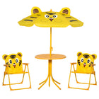 Outsunny - Ensemble pliant de table de pique-nique et chaises pour enfants motif extérieur jardin terrasse arrière-cour avec parasol - jaune-Structure solide composée de tubes métalliques assurant la sécurité  
