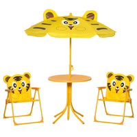 Outsunny - Ensemble pliant de table de pique-nique et chaises pour enfants motif extérieur jardin terrasse arrière-cour avec parasol - jaune-Structure solide composée de tubes métalliques assurant la sécurité  
