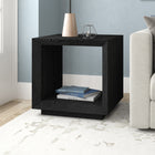 Hudson&Canal - Table d'appoint rectangulaire Evie  56 cm de largeur - grain noir-Caractéristiques assemblage facile