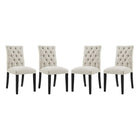 Modway - Duchess Tissu Chaise à manger Ensemble de 4 - Beige-Rembourrage en mousse dense pour le confort