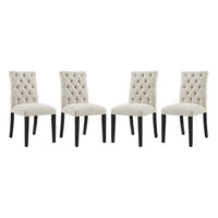 Modway - Duchess Tissu Chaise à manger Ensemble de 4 - Beige-Rembourrage en mousse dense pour le confort