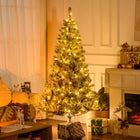 HOMCOM - Arbre de Noël artificiel floqué de neige de 6 pieds avec lumières-Vaporisé de neige artificielle pour donner un aspect hivernal 