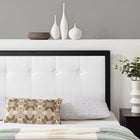 Modway - Draper Touffe Tissu et bois Tête de lit King, Noir Blanc-Bouton touffé