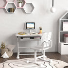 Qaba - Ensemble bureau et chaise pour enfants hauteur réglable avec plateau inclinable - gris-Pieds courbés améliorent l'équilibre et le soutien général  

