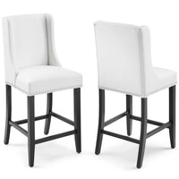 Modway - Baron Imitation cuir Tabouret de comptoir - Blanc - Ensemble de 2-Tabouret de comptoir moderne élégant