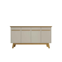 Manhattan Comfort - Buffet moderne mi-siècle Yonkers 160 cm, blanc cassé et cannelle-Buffet moderne du milieu du siècle pour salle à manger et salon