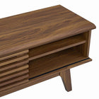 Modway - Render Centre de divertissement 70 po Meuble TV, Noyer et noyer-Deux trous de gestion des câbles