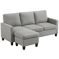 HOMCOM - Canapé sectionnel avec ottoman - gris clair-Le design en forme de L optimise l'espace dans les salons, chambres, bureaux à domicile, etc