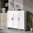 HOMCOM - Buffet moderne 35,4 po L avec rangement - blanc-Portes shaker avec plateau naturel pour une décoration simple 