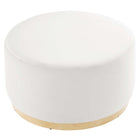 Modway - Tilden Grand Velours rond de performance de 29" Rembourré Ottoman - Albâtre naturel-Glissements au pied sans marquer