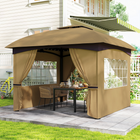 Outsunny - Pavillon d’extérieur 11 pi l x 11 pi L avec rideaux - fenêtres d’église - beige-La structure galvanisée avec revêtement en poudre résiste à la rouille et prolonge la durée de vie