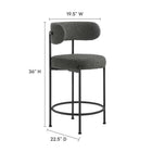 Modway - Albie Tissu Boucle Tabourets de comptoir Ensemble de 2 - Noir charbon-Rembourrage en mousse dense