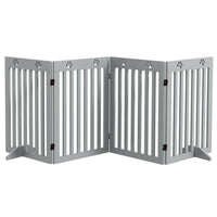 PawHut - Barrière pour animaux extra large autoportante 80 po avec pieds de support - gris clair-Le cadre en panneau MDF est robuste et adapté aux animaux de compagnie 