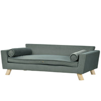 PawHut - Canapé pour chien avec coussin amovible - lit moderne pour animaux gris-Tissu résistant à l'eau et pieds en bois 