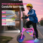 Gyrocopters - Trottinette électrique pour enfants Radi8 - Vitesse 25 km/h - Autonomie 20 km - Éclairage LED - Rose-Le Radi8 offre une autonomie impressionnante allant jusqu'à 25 km avec une seule charge, permettant de profiter de longues heures de plaisir en plein air avant de devoir le rebrancher