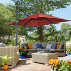 Outsunny - Parasol suspendu carré de patio 8 pi L x 8 pi l avec rotation à 360°, rouge vin-La toile de 8' x 8' (245 x 245 cm) offre une ombre complète dans tout parc, jardin, terrasse, cour, plage, piscine ou autre espace extérieur  