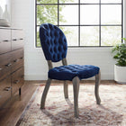 Modway - Exhibit Restauration vintage française Performance Velvet Fauteuil d’appoint - Marine-Rembourrage en velours polyester Performance