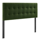 Modway - Lily Velours de performance résistant aux taches Tête de lit Queen size, Vert mousse-Sellerie en velours Performance résistante aux taches