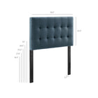 Modway - Lily Cuir végane Tête de lit taille jumelle, Bleu Cadet-Touffage de boutons