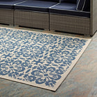 Modway - Ariana Treillis floraux vintage à l’intérieur et à l’extérieur Tapis 9 pi l x 12 pi L - Bleu et beige-Polypropylène 100% doux