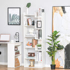 HOMCOM - Bibliothèque haute à 6 niveaux - blanc-Surface couleur chêne naturel qui apporte une touche naturelle à votre décoration 