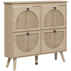 HOMCOM - Armoire à chaussures étroite avec 4 tiroirs basculants - chêne-Design compact, idéal pour les petites entrées ou les espaces étroits 