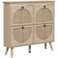 HOMCOM - Armoire à chaussures étroite avec 4 tiroirs basculants - chêne-Design compact, idéal pour les petites entrées ou les espaces étroits 
