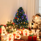HOMCOM - Arbre de Noël Artificiel Pré-illuminé 2 - 5 Pieds pour Table - Vert-85 branches en plastique durables et réalistes pour une utilisation durable 
