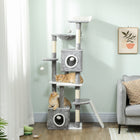 PawHut - Arbre à chat 65 po, tour à plusieurs niveaux avec condos, perchoir - gris-Plusieurs poteaux enveloppés de sisal répondent aux instincts de griffade, protégeant ainsi vos précieux meubles 