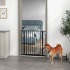 PawHut - Porte pour Chien Extra Large 30"- 34" L avec Système de Verrouillage Double - Noir-Couleur : Noir