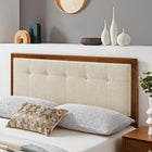 Modway - Draper Touffe Tissu et bois Tête de lit King, Noyer beige-Bois d’hévéa et placage MDF