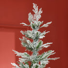 HOMCOM - Sapin de Noël artificiel 7 - 5' forme crayon enneigé-Construction à charnière/conception de section/branches s'ouvrant automatiquement pour une installation rapide 