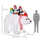 HOMCOM - Décoration de Noël de 7ft avec ours polaire et deux pingouins décoration gonflable - Blanc-Se dégonfle rapidement pour un rangement rapide et facile 