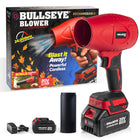 Bullseye - Souffleur d'air sans fil rechargeable de 20 V pour feuilles et poussière avec batterie et chargeur-Le puissant moteur tourne à 24000 tr/min pour offrir un débit d'air à haute vélocité allant jusqu'à 100 pi3/min qui élimine les feuilles, la neige, la poussière, le bran de scie et les débris
