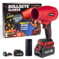Bullseye - Souffleur d'air sans fil rechargeable de 20 V pour feuilles et poussière avec batterie et chargeur-Le puissant moteur tourne à 24000 tr/min pour offrir un débit d'air à haute vélocité allant jusqu'à 100 pi3/min qui élimine les feuilles, la neige, la poussière, le bran de scie et les débris