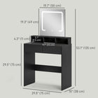 HOMCOM - Coiffeuse avec miroir et lumières - 29,5 po L x 15 po l x 53,1 po H - noir-Structure en panneau de particules revêtu de mélamine avec conception anti-basculement et pieds antidérapants pour garantir durabilité et stabilité 
