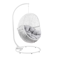 Modway - Encase Terrasse extérieure Rotin Chaise à balançoire - Gris blanc-Fauteuil à balançoire extérieur moderne