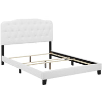 Modway - Amelia Imitation cuir Lit plein, Blanc-Cadre de lit moderne avec tête de lit